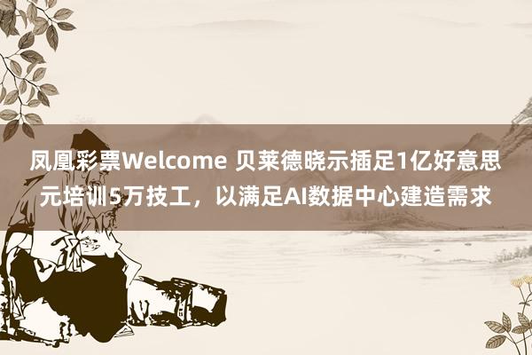 凤凰彩票Welcome 贝莱德晓示插足1亿好意思元培训5万技工，以满足AI数据中心建造需求
