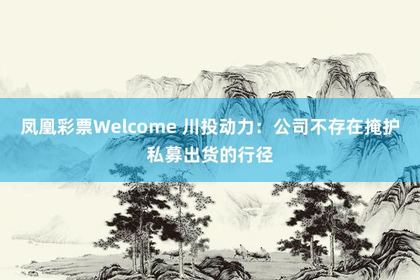 凤凰彩票Welcome 川投动力：公司不存在掩护私募出货的行径