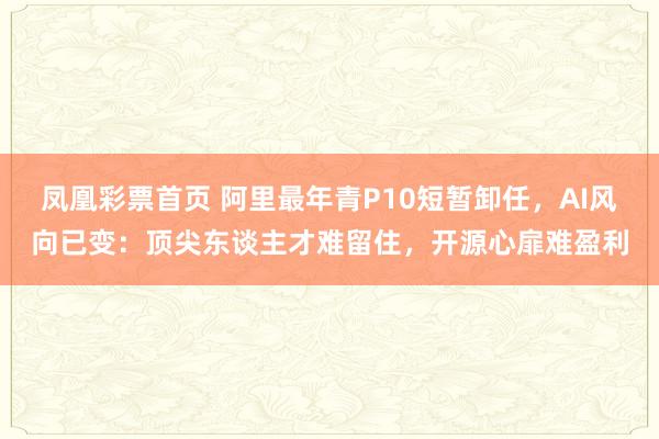 凤凰彩票首页 阿里最年青P10短暂卸任，AI风向已变：顶尖东谈主才难留住，开源心扉难盈利