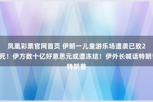 凤凰彩票官网首页 伊朗一儿童游乐场遭袭已致20死！伊方数十亿好意思元或遭冻结！伊外长喊话特朗普