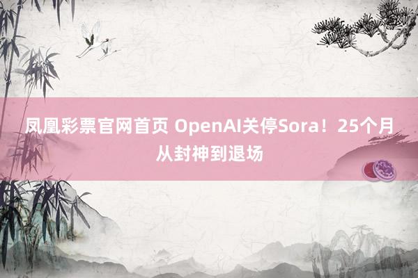凤凰彩票官网首页 OpenAI关停Sora！25个月从封神到退场