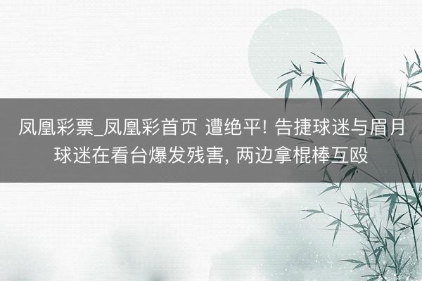 凤凰彩票_凤凰彩首页 遭绝平! 告捷球迷与眉月球迷在看台爆发残害, 两边拿棍棒互殴