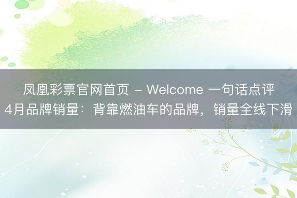 凤凰彩票官网首页 - Welcome 一句话点评4月品牌销量：背靠燃油车的品牌，销量全线下滑