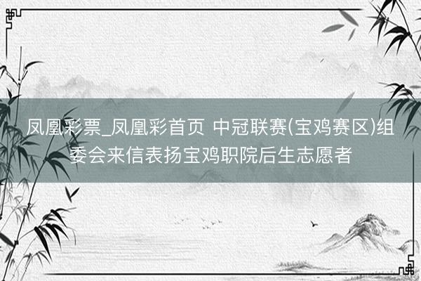 凤凰彩票_凤凰彩首页 中冠联赛(宝鸡赛区)组委会来信表扬宝鸡职院后生志愿者