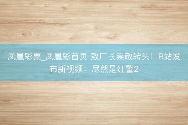 凤凰彩票_凤凰彩首页 敖厂长崇敬转头!B站发布新视频:尽然是红警2