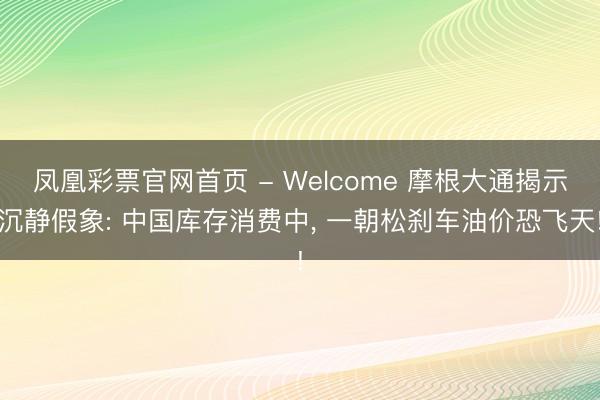 凤凰彩票官网首页 - Welcome 摩根大通揭示沉静假象: 中国库存消费中， 一朝松刹车油价恐飞天!