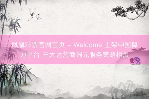 凤凰彩票官网首页 - Welcome 上架中国算力平台 三大运营商词元服务策略相反